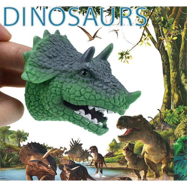Realistic Dinosaur Hand Puppets Triceratops Kids Toy Role Play Gloves
